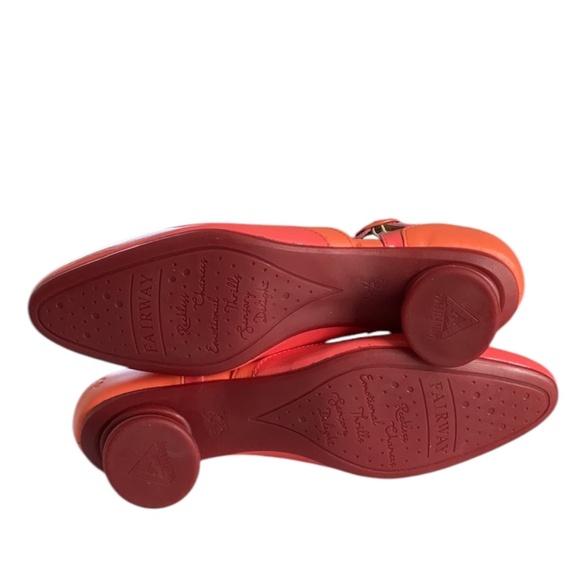 John Fluevog FAIRWAY TRIVIALIS WAVY MARY JANE Shoes Pink Orange, size 7.5 - Picture 11 of 16